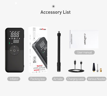 Rechargeable Tire Inflator – Digital Cordless Air Pump for Cars & Bikes