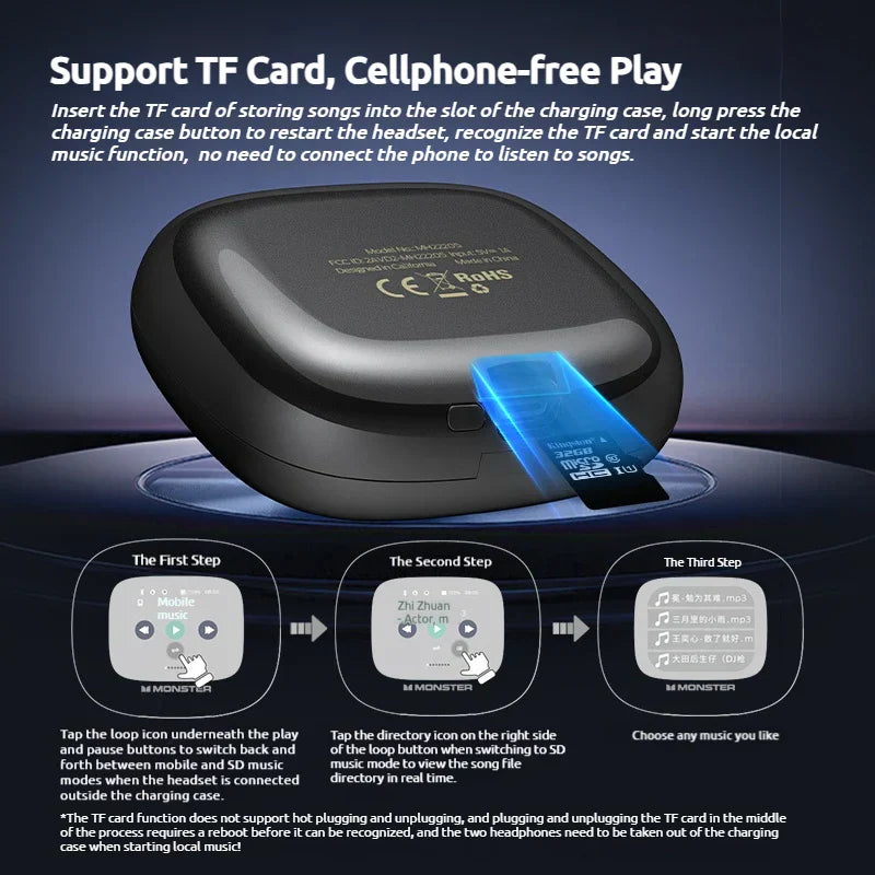 Wireless Open-Ear Sports Headphones – Bluetooth 5.4 + TF Card Support