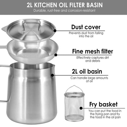 Oil Filter Fry Basket & Storage Pot