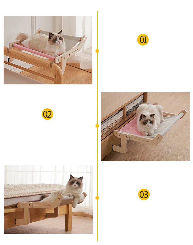 Cozy Cat Hammock – Wooden Hanging Bed