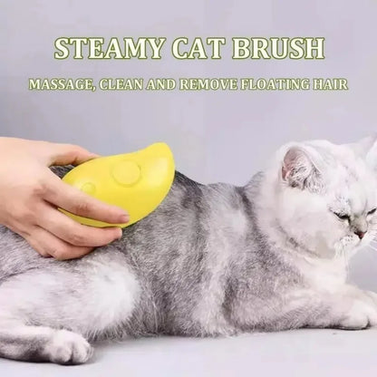 3-in-1 Electric Pet Grooming Steam Brush – Massage, Shedding & Spraying Tool