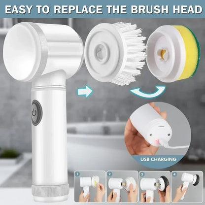 Electric Spin Scrubber – Power Cleaning Brush with 5 Replaceable Heads